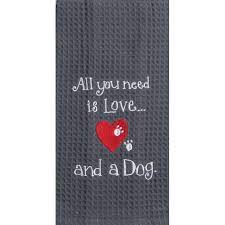 Love And A Dog Waffle Kitchen Towel