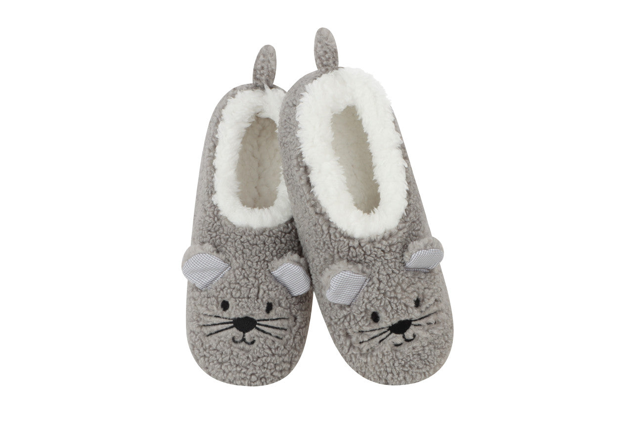 Snoozies Grey Mouse Buddy Slippers