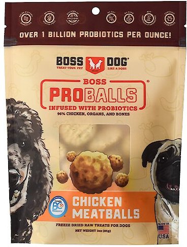 Boss Dog Freeze-Dried Meatball Dog Treats-Chicken 3oz. Jar