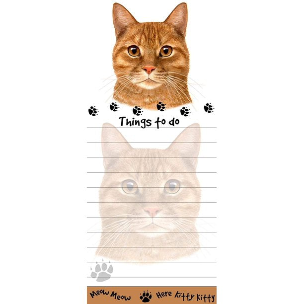 Die-Cut Tall Magnetic Notepad-Orange Tabby