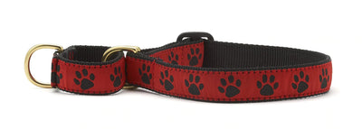 Red and Black Paw Martingale Dog Collar