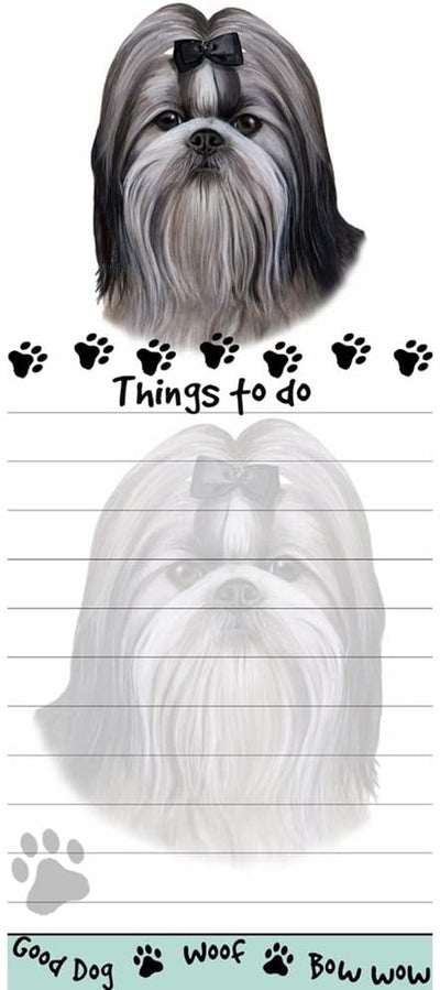 Die-Cut Tall Magnetic Notepad-Shih Tzu Black and White