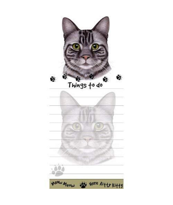 Die-Cut Tall Magnetic Notepad-Silver Tabby