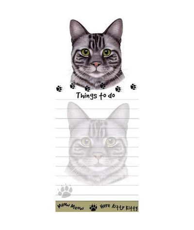 Die-Cut Tall Magnetic Notepad-Silver Tabby