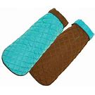 Aqua And Brown Quilted Coat